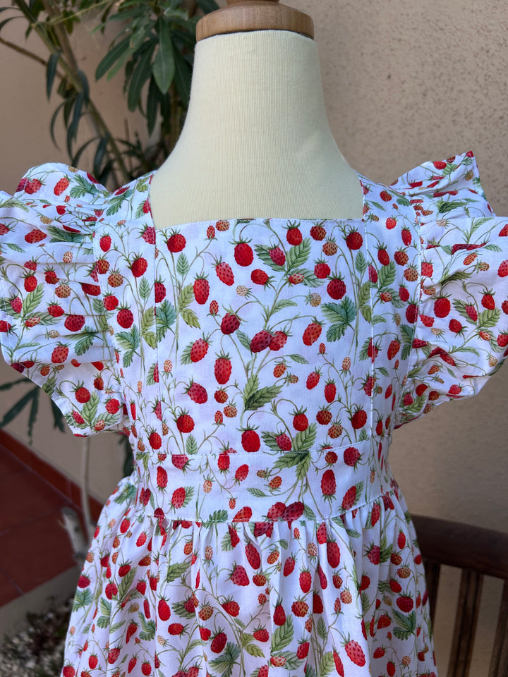 Crossover flutter strawberry dress