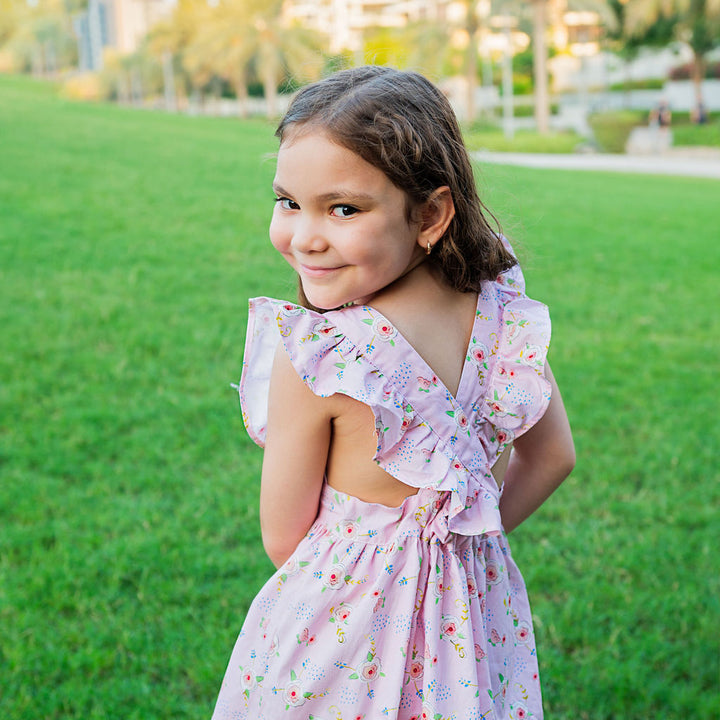 Crossover Pink Flutter Dress